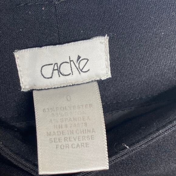 Vintage Caché Black Stretch Dress Wide Leg Pants Size 0 - Picture 2 of 6